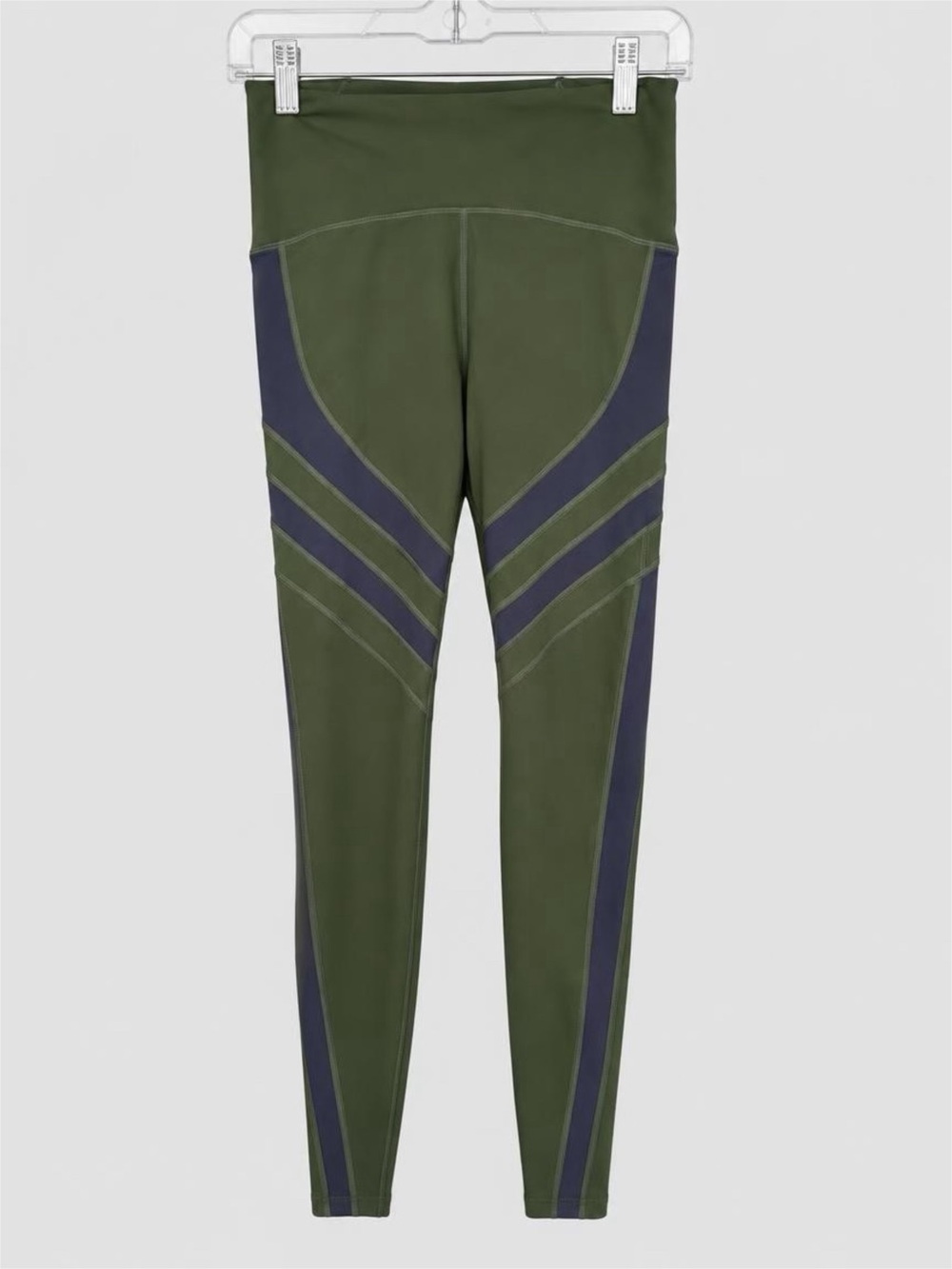 ZYIA Active Olive Green Navy Colorblock Leggings Size 6-8